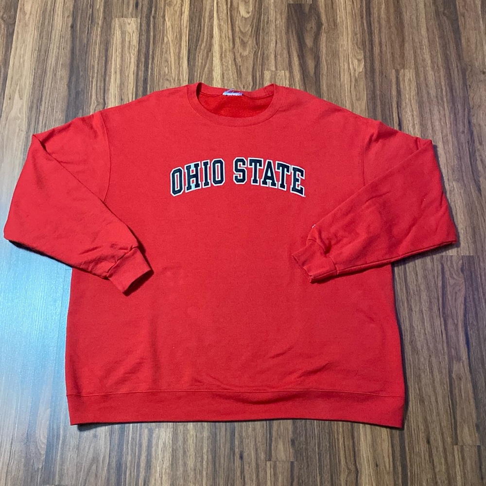 Champion Ohio State Buckeyes MENS Red Power blend Long Sleeve Crew Sweatshirt